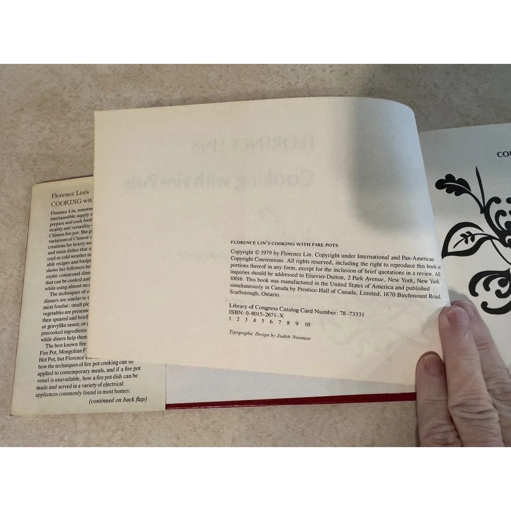 Florence Lin's Cooking with Fire Pots Hardcover Cookbook 1979 Chinese Hot Pot